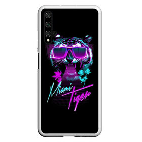 Чехол для Honor 20 с принтом Miami Tiger в Рязани, Силикон | Область печати: задняя сторона чехла, без боковых панелей | Тематика изображения на принте: africa | beach | desert | miami | palm | palms | predator | sun | tiger | tigers | африка | майами | океан | очки | пальмы | пляж | пустыня | солнце | тигр | тигренок | тигрица | тигрицы | тигры | тигрята | хищник