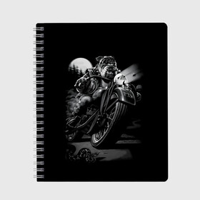 Тетрадь с принтом Biker dog Пёс-байкер в Рязани, 100% бумага | 48 листов, плотность листов — 60 г/м2, плотность картонной обложки — 250 г/м2. Листы скреплены сбоку удобной пружинной спиралью. Уголки страниц и обложки скругленные. Цвет линий — светло-серый
 | biker | choper | harleydavidson | moto | motorcycle | romantic | байкер | мото | моторомантик | пёс | романтик | собака | харлей | чопер