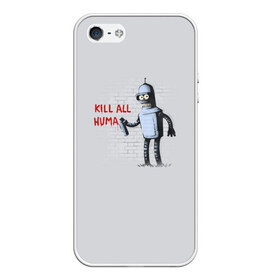 Чехол для iPhone 5/5S матовый с принтом Bender - Kill all human в Рязани, Силикон | Область печати: задняя сторона чехла, без боковых панелей | bender | fry | futurama | planet express | бендер | гипножаба | зойдберг | лила | фрай | футурама