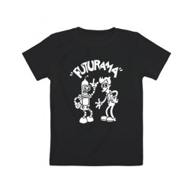 Детская футболка хлопок с принтом Futurama - Cartoon в Рязани, 100% хлопок | круглый вырез горловины, полуприлегающий силуэт, длина до линии бедер | bender | fry | futurama | planet express | бендер | зойдберг | лила | фрай | футурама