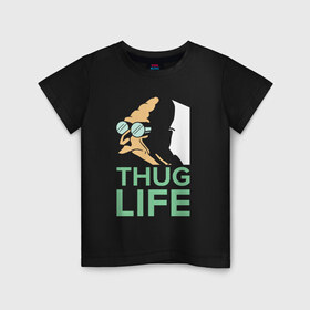 Детская футболка хлопок с принтом Профессор - thug life в Рязани, 100% хлопок | круглый вырез горловины, полуприлегающий силуэт, длина до линии бедер | bender | fry | futurama | planet express | бендер | гипножаба | зойдберг | лила | профессор | фрай | футурама