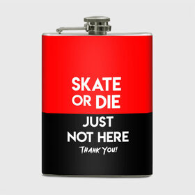 Фляга с принтом SKATE OR DIE в Рязани, металлический корпус | емкость 0,22 л, размер 125 х 94 мм. Виниловая наклейка запечатывается полностью | skate | sport | гонка | скейт | скейтер | спорт | спортивный | череп