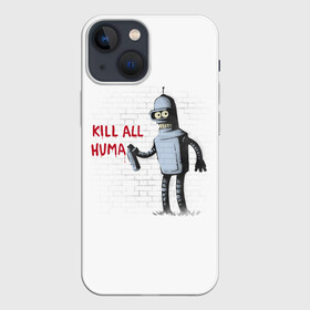 Чехол для iPhone 13 mini с принтом Человеконенавистник в Рязани,  |  | all | bender | doctor | futurama | humans | kill | mult | robot | simpsons | space | trust | zoidberg | бендер | зойдберг | космос | мульт | мультик | мультфильм | робот | симпсоны | футурама