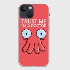 Чехол для iPhone 13 mini с принтом Trust Me Im a Doctor в Рязани,  |  | all | bender | doctor | futurama | humans | kill | mult | robot | simpsons | space | trust | zoidberg | бендер | зойдберг | космос | мульт | мультик | мультфильм | робот | симпсоны | футурама