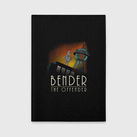 Обложка для автодокументов с принтом Bender The Offender в Рязани, натуральная кожа |  размер 19,9*13 см; внутри 4 больших “конверта” для документов и один маленький отдел — туда идеально встанут права | Тематика изображения на принте: all | bender | doctor | futurama | humans | kill | mult | robot | simpsons | space | trust | zoidberg | бендер | зойдберг | космос | мульт | мультик | мультфильм | робот | симпсоны | футурама