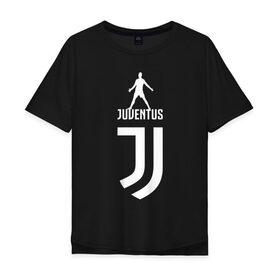 Мужская футболка хлопок Oversize с принтом Ronaldo - Juventus в Рязани, 100% хлопок | свободный крой, круглый ворот, “спинка” длиннее передней части | champion | cr7 | cristiano | game | goal | italy | juventus | madrid | real | ronaldo | spain | team | буффон | гол | дибала | золотой мяч | игрок | испания | италия | криштиану | мадрид | португалия | реал | роналду | спорт | тренер | футбол | 