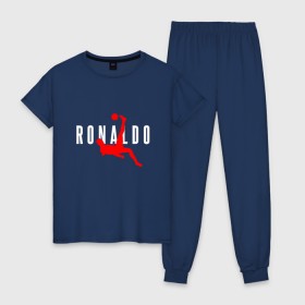 Женская пижама хлопок с принтом Ronaldo в Рязани, 100% хлопок | брюки и футболка прямого кроя, без карманов, на брюках мягкая резинка на поясе и по низу штанин | champion | cr7 | cristiano | game | goal | italy | juventus | madrid | real | ronaldo | spain | team | буффон | гол | дибала | золотой мяч | игрок | испания | италия | криштиану | мадрид | португалия | реал | роналду | спорт | тренер | футбол | 
