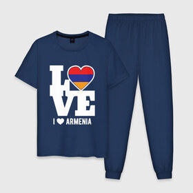 Мужская пижама хлопок с принтом Love Armenia в Рязани, 100% хлопок | брюки и футболка прямого кроя, без карманов, на брюках мягкая резинка на поясе и по низу штанин
 | 