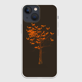 Чехол для iPhone 13 mini с принтом Дерево Лисиц в Рязани,  |  | cute | fox | foxes | ginger | tail | tree | trees | дерево | деревья | забавная | лис | лиса | лисица | лисицы | лисичка | лисички | лисы | милая | рыжая | рыжие | смешная | фыр | хвост | хвосты