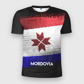 Мужская футболка 3D спортивная с принтом MORDOVIA(Мордовия) в Рязани, 100% полиэстер с улучшенными характеристиками | приталенный силуэт, круглая горловина, широкие плечи, сужается к линии бедра | Тематика изображения на принте: urban | город | мир | мордовия | путешествие | символика | страны | флаг