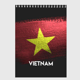 Скетчбук с принтом VIETNAM(Вьетнам) в Рязани, 100% бумага
 | 48 листов, плотность листов — 100 г/м2, плотность картонной обложки — 250 г/м2. Листы скреплены сверху удобной пружинной спиралью | Тематика изображения на принте: urban | vietnam | город | мир | путешествие | символика | страны | флаг