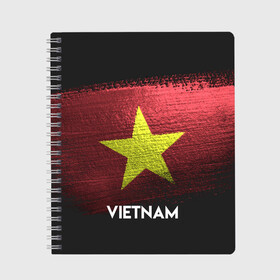 Тетрадь с принтом VIETNAM(Вьетнам) в Рязани, 100% бумага | 48 листов, плотность листов — 60 г/м2, плотность картонной обложки — 250 г/м2. Листы скреплены сбоку удобной пружинной спиралью. Уголки страниц и обложки скругленные. Цвет линий — светло-серый
 | Тематика изображения на принте: urban | vietnam | город | мир | путешествие | символика | страны | флаг