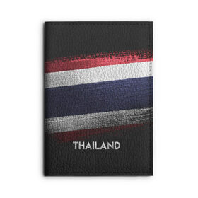 Обложка для автодокументов с принтом Тайланд(Thailand) в Рязани, натуральная кожа |  размер 19,9*13 см; внутри 4 больших “конверта” для документов и один маленький отдел — туда идеально встанут права | Тематика изображения на принте: thailand | urban | город | мир | путешествие | символика | страны | таиланд | флаг