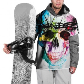 Накидка на куртку 3D с принтом Череп и краска в Рязани, 100% полиэстер |  | Тематика изображения на принте: bone | bones | pait | skull