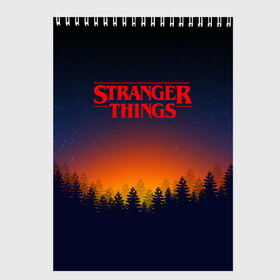 Скетчбук с принтом STRANGER THINGS в Рязани, 100% бумага
 | 48 листов, плотность листов — 100 г/м2, плотность картонной обложки — 250 г/м2. Листы скреплены сверху удобной пружинной спиралью | 011 | eleven | friends don t lie | netflix | stranger things | демогоргон | нетфликс | одиннадцатая | очень странные дела | сериалы