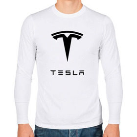 Мужской лонгслив хлопок с принтом TESLA в Рязани, 100% хлопок |  | brand | car | elon mask | tesla | авто | бренд | илон | илон маск | маск | машина | тесла | электрокар