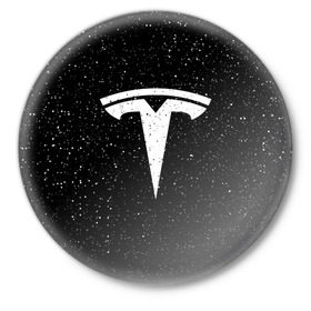 Значок с принтом TESLA SPACE в Рязани,  металл | круглая форма, металлическая застежка в виде булавки | brand | car | elon mask | space | tesla | авто | бренд | илон | илон маск | космос | маск | машина | тесла | тесла в космосе | электрокар