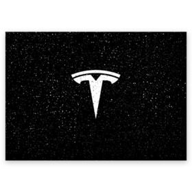 Поздравительная открытка с принтом TESLA SPACE в Рязани, 100% бумага | плотность бумаги 280 г/м2, матовая, на обратной стороне линовка и место для марки
 | brand | car | elon mask | space | tesla | авто | бренд | илон | илон маск | космос | маск | машина | тесла | тесла в космосе | электрокар