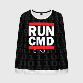 Мужской свитшот 3D с принтом RUN CMD в Рязани, 100% полиэстер с мягким внутренним слоем | круглый вырез горловины, мягкая резинка на манжетах и поясе, свободная посадка по фигуре | admin | administrator | calm | cmd | code | coder | coding | dmc | engineer | job | keep | programmer | run | администратор | айти | инженер | код | кодинг | программа | программист | профессия | сисадмин