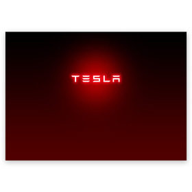 Поздравительная открытка с принтом TESLA в Рязани, 100% бумага | плотность бумаги 280 г/м2, матовая, на обратной стороне линовка и место для марки
 | brand | car | elon mask | tesla | авто | бренд | илон | илон маск | маск | машина | тесла | электрокар