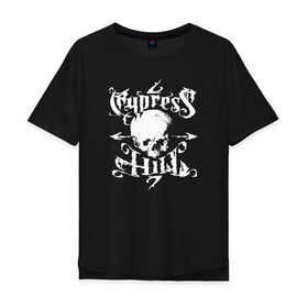 Мужская футболка хлопок Oversize с принтом Cypress Hill в Рязани, 100% хлопок | свободный крой, круглый ворот, “спинка” длиннее передней части | cypress hill | hip hop | music | rap | музыка | рэп | хип хоп | череп
