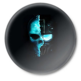 Значок с принтом Tom Clancy’s Ghost Recon в Рязани,  металл | круглая форма, металлическая застежка в виде булавки | Тематика изображения на принте: wildlands | маска | призраки | череп | шлем | шутер