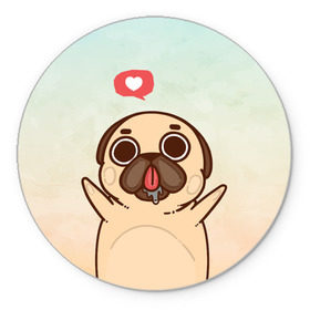 Коврик круглый с принтом Puglie Pug Like в Рязани, резина и полиэстер | круглая форма, изображение наносится на всю лицевую часть | anime | dog | аниме | лайк | мопс | мопсик