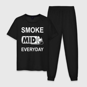 Мужская пижама хлопок с принтом Smoke mid everyday в Рязани, 100% хлопок | брюки и футболка прямого кроя, без карманов, на брюках мягкая резинка на поясе и по низу штанин
 | Тематика изображения на принте: anarchist | balkan | blake | counter | cs:go | fbi | gign | gsg 9 | idf | pirate | sas | seal | strike | swat | анархисты | балканы | граната | день | дым | каждый | контра | контрудар | пираты