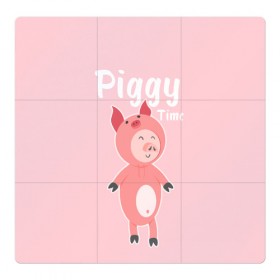 Магнитный плакат 3Х3 с принтом Piggy Time в Рязани, Полимерный материал с магнитным слоем | 9 деталей размером 9*9 см | Тематика изображения на принте: 2019 | merry christmas | new year | год свиньи | зима | новый год | поросенок | праздник | рождество | свинка | свинья