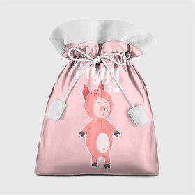 Подарочный 3D мешок с принтом Piggy Time в Рязани, 100% полиэстер | Размер: 29*39 см | 2019 | merry christmas | new year | год свиньи | зима | новый год | поросенок | праздник | рождество | свинка | свинья