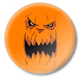 Значок с принтом Halloween в Рязани,  металл | круглая форма, металлическая застежка в виде булавки | halloween | orange | pumpkin | scary | оранжевая | страшная | тыква | ужас | хэллоуин
