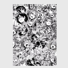 Скетчбук с принтом Manga ahegao в Рязани, 100% бумага
 | 48 листов, плотность листов — 100 г/м2, плотность картонной обложки — 250 г/м2. Листы скреплены сверху удобной пружинной спиралью | ahegao | manga | ахегао | комиксы | лицо | манга | паттрен | чернобелый | эмоции