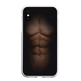 Чехол для iPhone XS Max матовый с принтом Сетка в Рязани, Силикон | Область печати: задняя сторона чехла, без боковых панелей | атлет | грудь | качёк | клетка | кубики | мужик | мышцы | парень | пресс | прозрачный | спорт | тело | торс | фигура