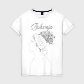 Женская футболка хлопок с принтом Богема в Рязани, 100% хлопок | прямой крой, круглый вырез горловины, длина до линии бедер, слегка спущенное плечо | афро | грация | девушка | красота | мулатка