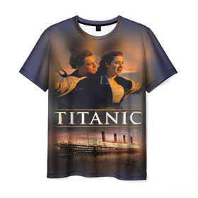 Мужская футболка 3D с принтом Титаник Джек и Роза в Рязани, 100% полиэфир | прямой крой, круглый вырез горловины, длина до линии бедер | Тематика изображения на принте: 