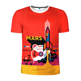 Мужская футболка 3D спортивная с принтом Марс в Рязани, 100% полиэстер с улучшенными характеристиками | приталенный силуэт, круглая горловина, широкие плечи, сужается к линии бедра | space | илон | илон маск | колонизация | космос | марс | маск | наука | полет | ракета