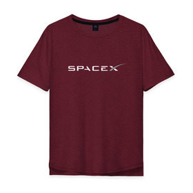 Мужская футболка хлопок Oversize с принтом SpaceX в Рязани, 100% хлопок | свободный крой, круглый ворот, “спинка” длиннее передней части | Тематика изображения на принте: elon musk | spacex | илон маск | космос | спэйсикс