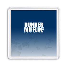 Магнит 55*55 с принтом The Office: Dunder Mifflin в Рязани, Пластик | Размер: 65*65 мм; Размер печати: 55*55 мм | company | dunder | inc | mifflin | office | paper | the | бумага | бумаги | бумажная | дандер | компания | контора | корпорация | листочки | листы | лого | логотип | миффлин | офис | оффис | сериал | сериалы | символ | синий