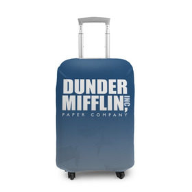 Чехол для чемодана 3D с принтом The Office: Dunder Mifflin в Рязани, 86% полиэфир, 14% спандекс | двустороннее нанесение принта, прорези для ручек и колес | company | dunder | inc | mifflin | office | paper | the | бумага | бумаги | бумажная | дандер | компания | контора | корпорация | листочки | листы | лого | логотип | миффлин | офис | оффис | сериал | сериалы | символ | синий