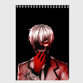 Скетчбук с принтом Ken Kaneki в Рязани, 100% бумага
 | 48 листов, плотность листов — 100 г/м2, плотность картонной обложки — 250 г/м2. Листы скреплены сверху удобной пружинной спиралью | anime | blood | eyepatch | ghoul | kaneki | ken | one eyed | tokyo | tokyoghoul | гуль | канеки | кен | кровь | одноглазый | токийский