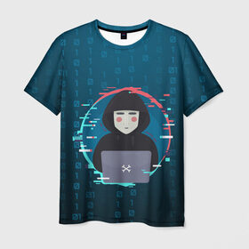 Мужская футболка 3D с принтом Anonymous hacker в Рязани, 100% полиэфир | прямой крой, круглый вырез горловины, длина до линии бедер | anonymous | hacker | it | аноним | взлом | компьютер | ноутбук | программист | хакер