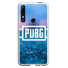 Чехол для Honor P Smart Z с принтом PUBG light blue в Рязани, Силикон | Область печати: задняя сторона чехла, без боковых панелей | Тематика изображения на принте: pubg | игра | лого | пубг | светлый | стрелялка | шутер