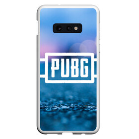 Чехол для Samsung S10E с принтом PUBG light blue в Рязани, Силикон | Область печати: задняя сторона чехла, без боковых панелей | Тематика изображения на принте: pubg | игра | лого | пубг | светлый | стрелялка | шутер