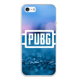 Чехол для iPhone 5/5S матовый с принтом PUBG light blue в Рязани, Силикон | Область печати: задняя сторона чехла, без боковых панелей | pubg | игра | лого | пубг | светлый | стрелялка | шутер