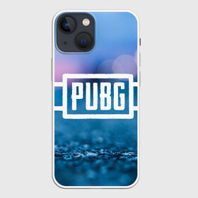 Чехол для iPhone 13 mini с принтом PUBG light blue в Рязани,  |  | Тематика изображения на принте: pubg | игра | лого | пубг | светлый | стрелялка | шутер