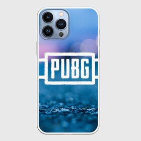 Чехол для iPhone 13 Pro Max с принтом PUBG light blue в Рязани,  |  | Тематика изображения на принте: pubg | игра | лого | пубг | светлый | стрелялка | шутер