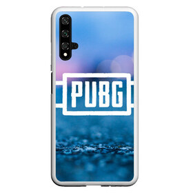 Чехол для Honor 20 с принтом PUBG light blue в Рязани, Силикон | Область печати: задняя сторона чехла, без боковых панелей | Тематика изображения на принте: pubg | игра | лого | пубг | светлый | стрелялка | шутер