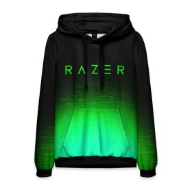 Мужская толстовка 3D с принтом RAZER в Рязани, 100% полиэстер | двухслойный капюшон со шнурком для регулировки, мягкие манжеты на рукавах и по низу толстовки, спереди карман-кенгуру с мягким внутренним слоем. | 101 | brand | company | gamer | green | logo | mamba | naga | player | razer | rzr | snake | бренд | железо | зеленый | змея | компания | лого | рейзер | софт