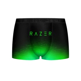 Мужские трусы 3D с принтом RAZER в Рязани, 50% хлопок, 50% полиэстер | классическая посадка, на поясе мягкая тканевая резинка | Тематика изображения на принте: 101 | brand | company | gamer | green | logo | mamba | naga | player | razer | rzr | snake | бренд | железо | зеленый | змея | компания | лого | рейзер | софт