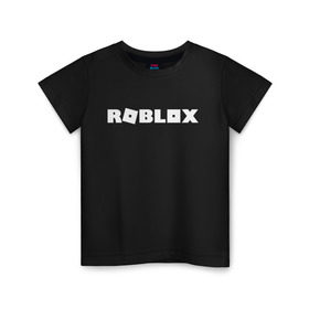 Детская футболка хлопок с принтом Roblox Logo в Рязани, 100% хлопок | круглый вырез горловины, полуприлегающий силуэт, длина до линии бедер | logo | roblox | лого | логотип | надпись | роблокс